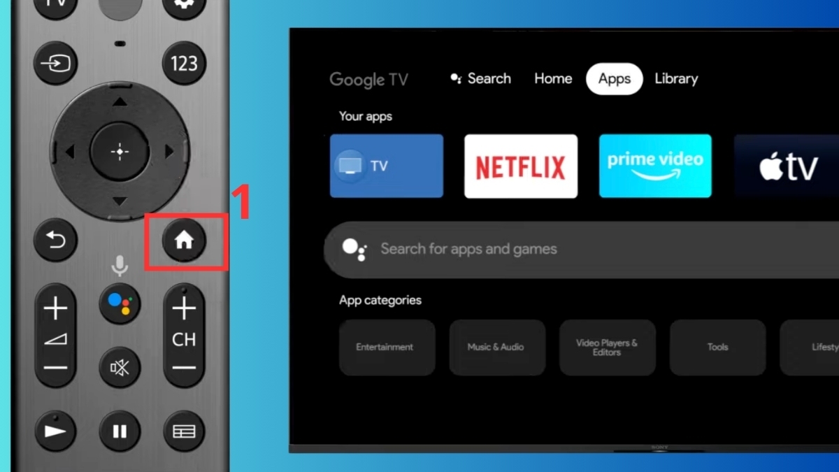 Sửa remote tivi Sony không nhận giọng nói: Ghép nối lại remote với tivi bước 1