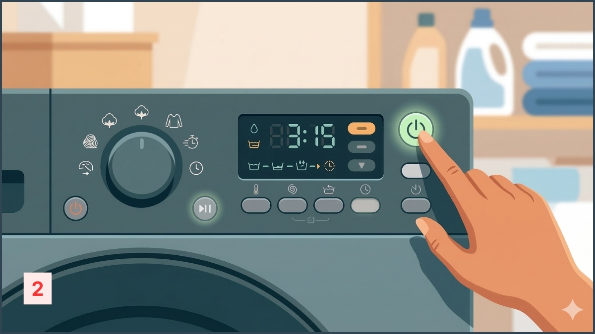 Cách hẹn giờ giặt bằng chế độ Reserve từng bước
