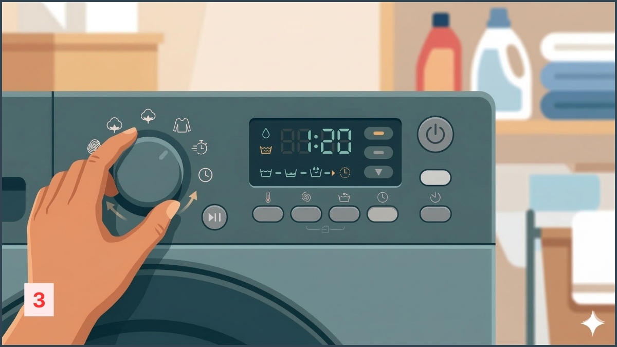 Cách hẹn giờ giặt bằng chế độ Reserve từng bước