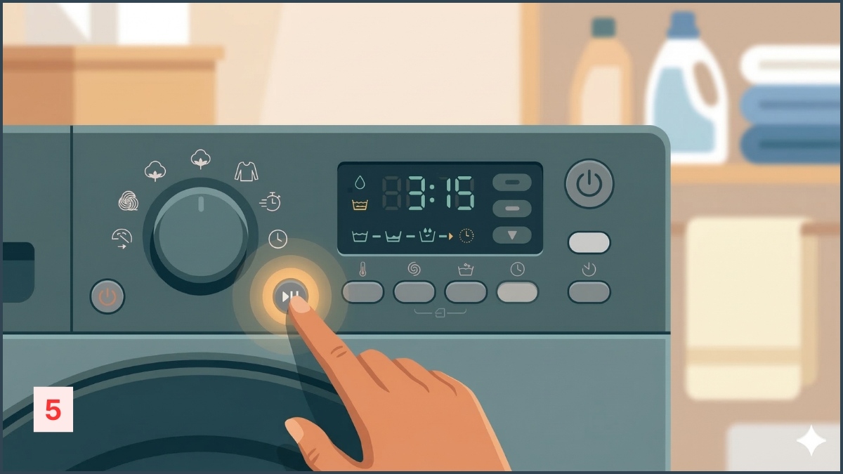 Cách hẹn giờ giặt bằng chế độ Reserve từng bước