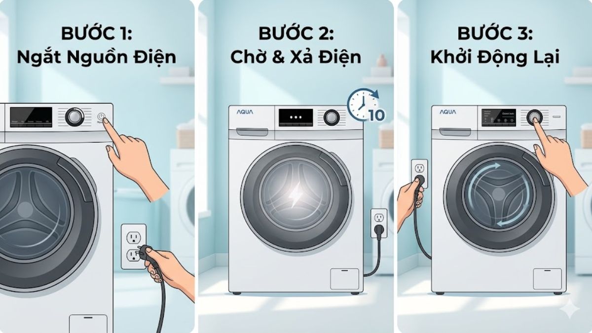 Cách reset máy giặt Aqua cửa ngang đúng kỹ thuật