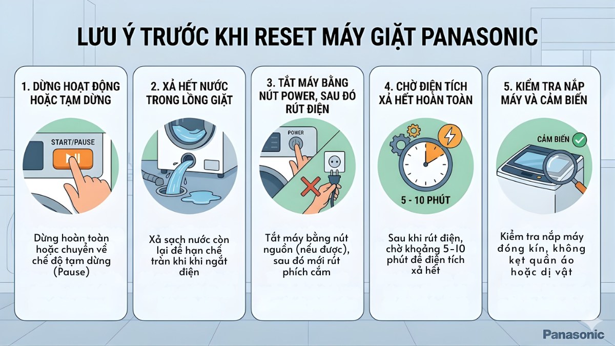Lưu ý khi reset máy giặt Panasonic để tránh hư hỏng