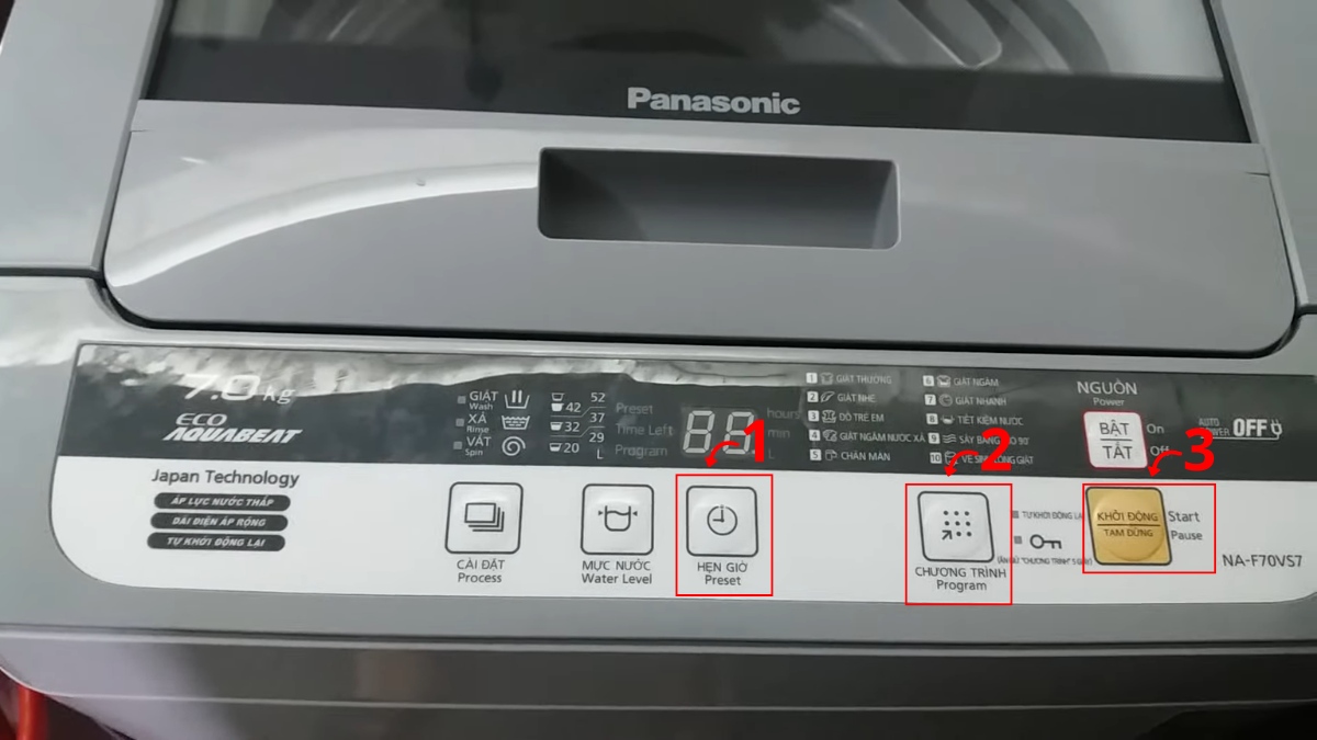 Cách reset máy giặt Panasonic có nút Reset cách 2