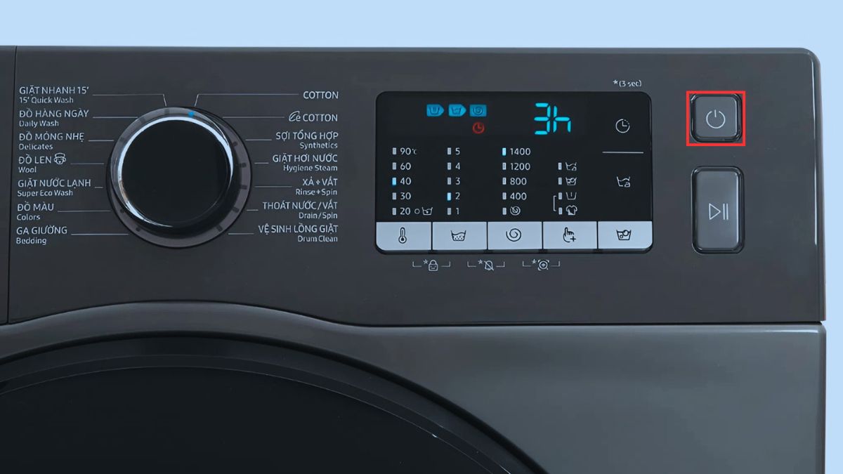 Cách reset máy giặt Samsung cửa trước bước 2