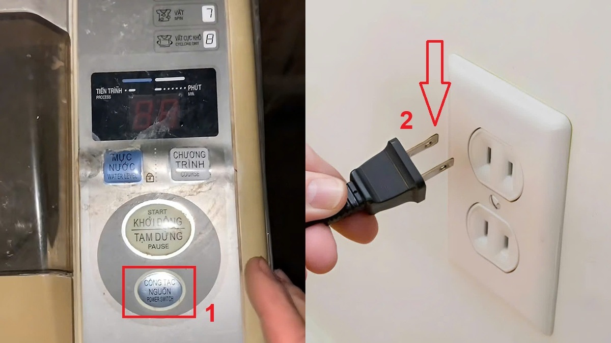 Cách reset máy giặt Sanyo bước 1