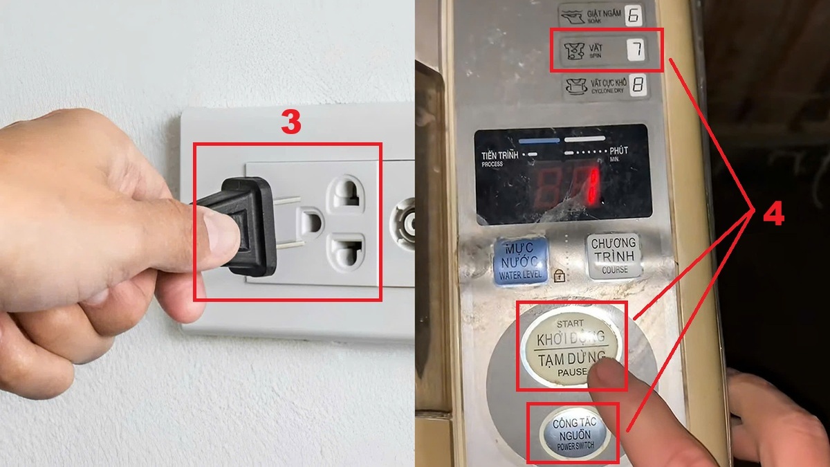 Cách reset máy giặt Sanyo bước 2