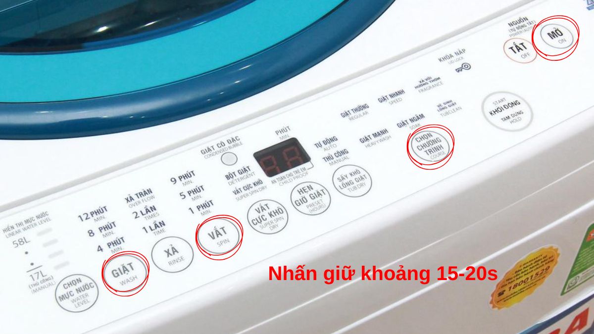 Reset máy giặt Toshiba E920