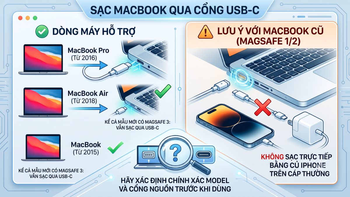 Khi nào có thể dùng sạc iPhone để sạc MacBook?