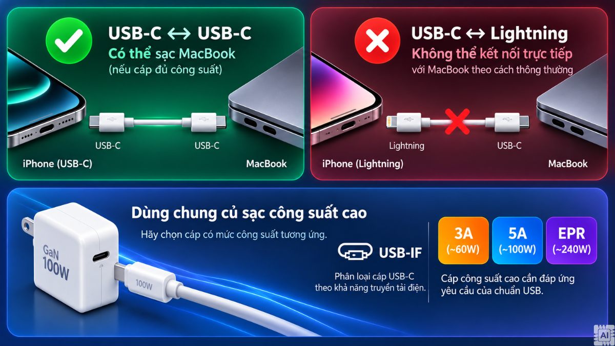 Khi nào có thể dùng sạc iPhone để sạc MacBook?
