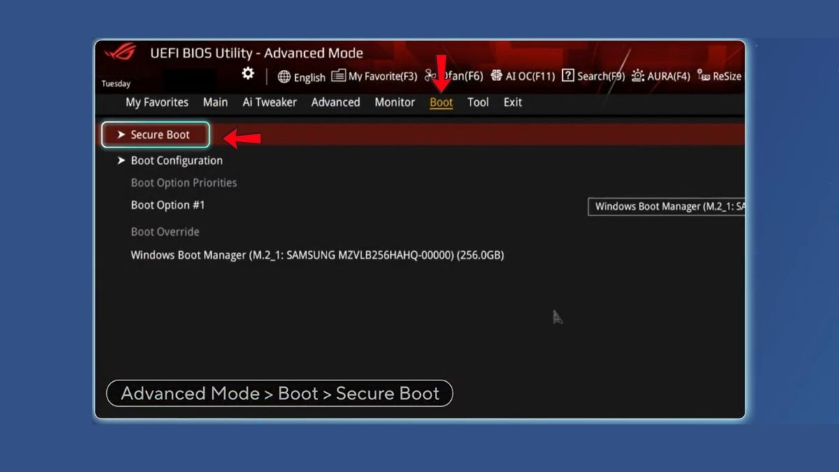 Cách bật Secure Boot trên mainboard ASUS
