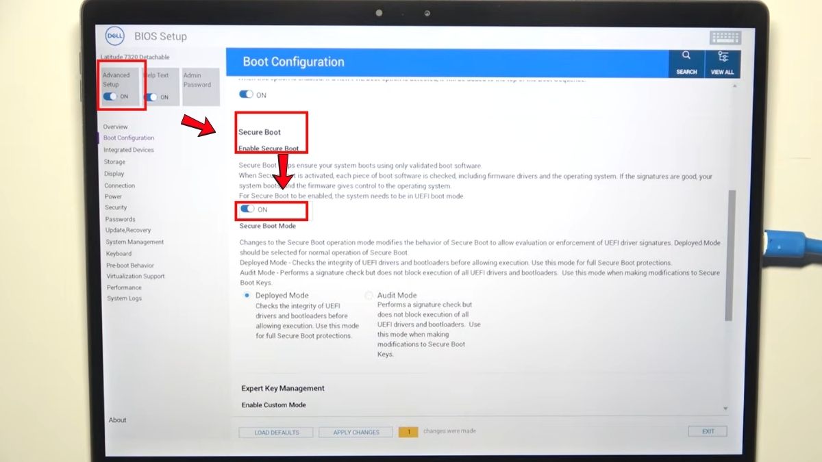 Cách bật Secure Boot trên laptop Dell