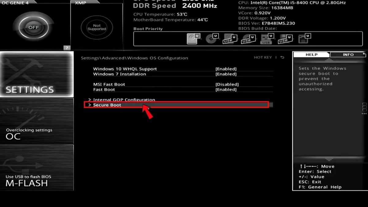 Khắc phục lỗi Secure Boot báo Off dù đã bật