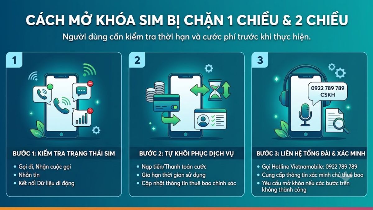 Cách mở khóa SIM Vietnamobile bị chặn 1 chiều và 2 chiều