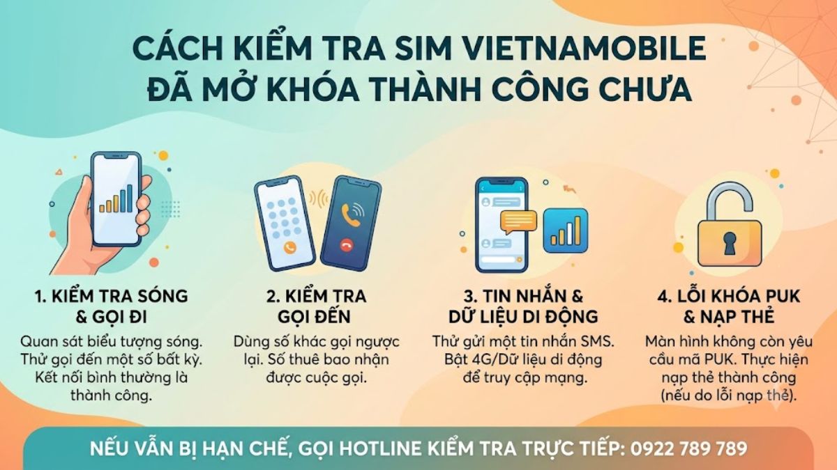 Cách kiểm tra SIM Vietnamobile đã mở khóa thành công chưa