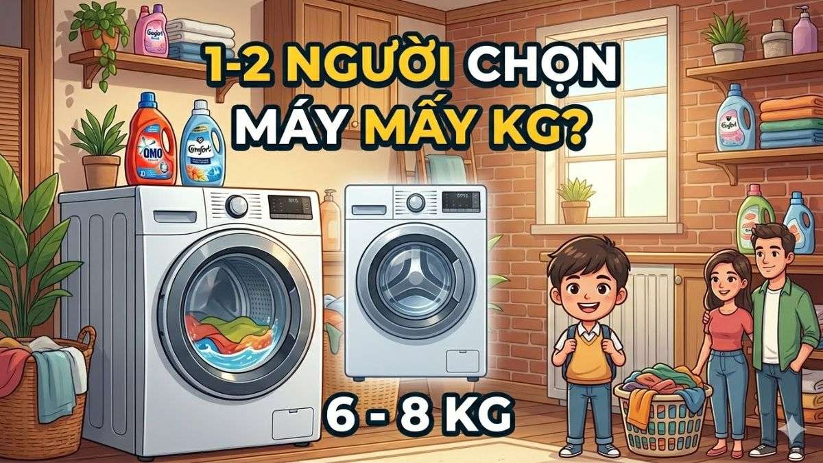 Gia đình 1-2 người nên chọn máy giặt bao nhiêu kg?