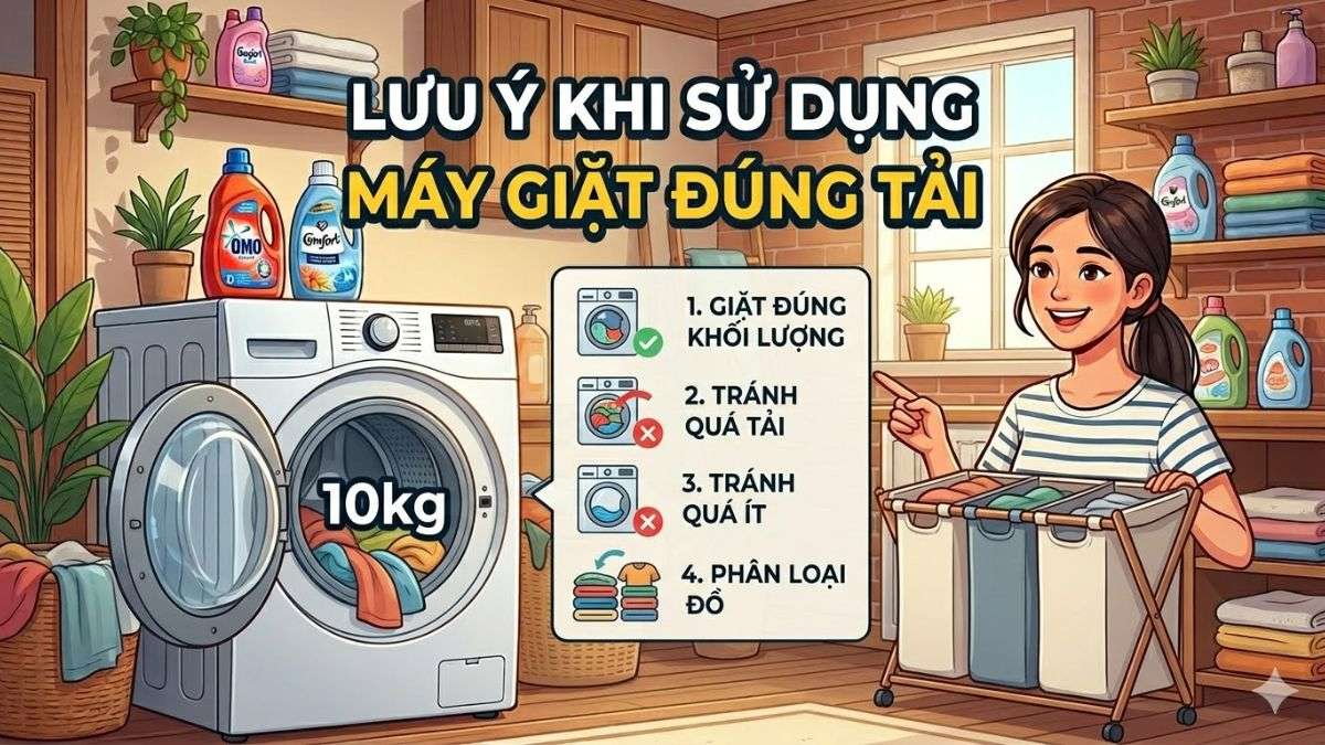 Lưu ý quan trọng khi sử dụng máy giặt đúng khối lượng
