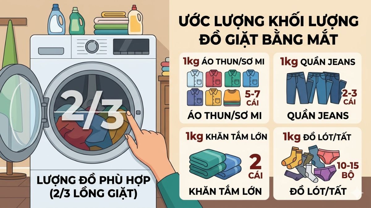 Cách ước lượng số kg quần áo bằng mắt thường