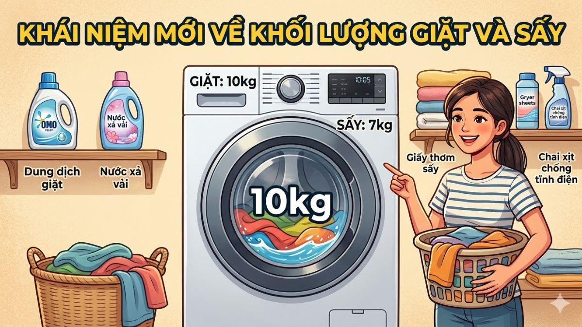 Sự khác nhau giữa khối lượng giặt và khối lượng sấy