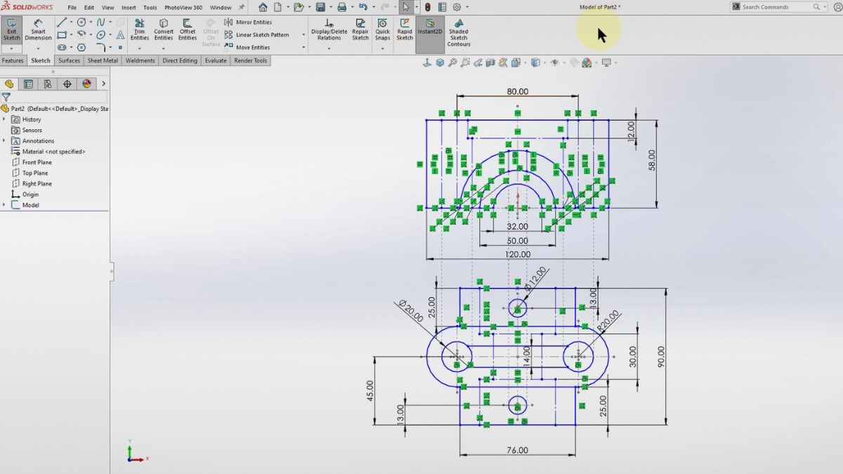 Tạo Sketch 2D trong SolidWorks