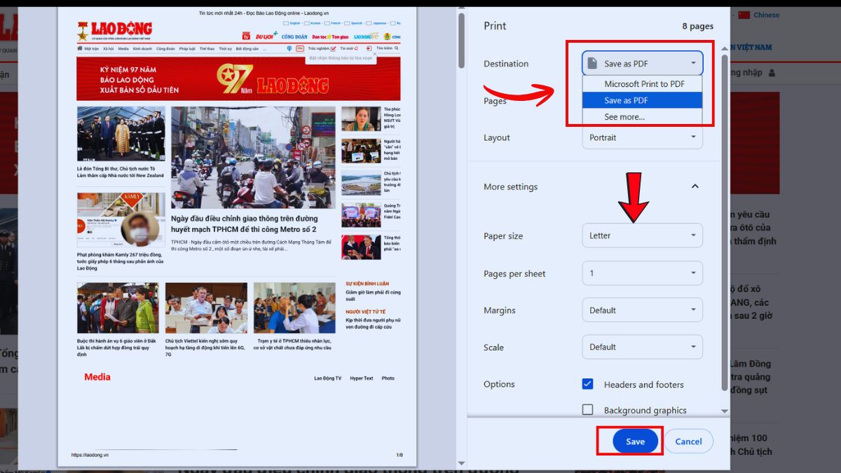 Hướng dẫn lưu trang web thành file PDF