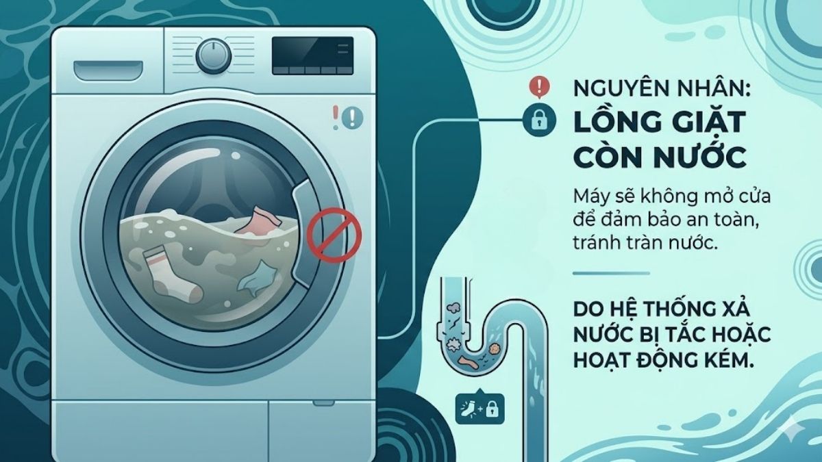 Nguyên nhân tại sao máy giặt không mở được cửa