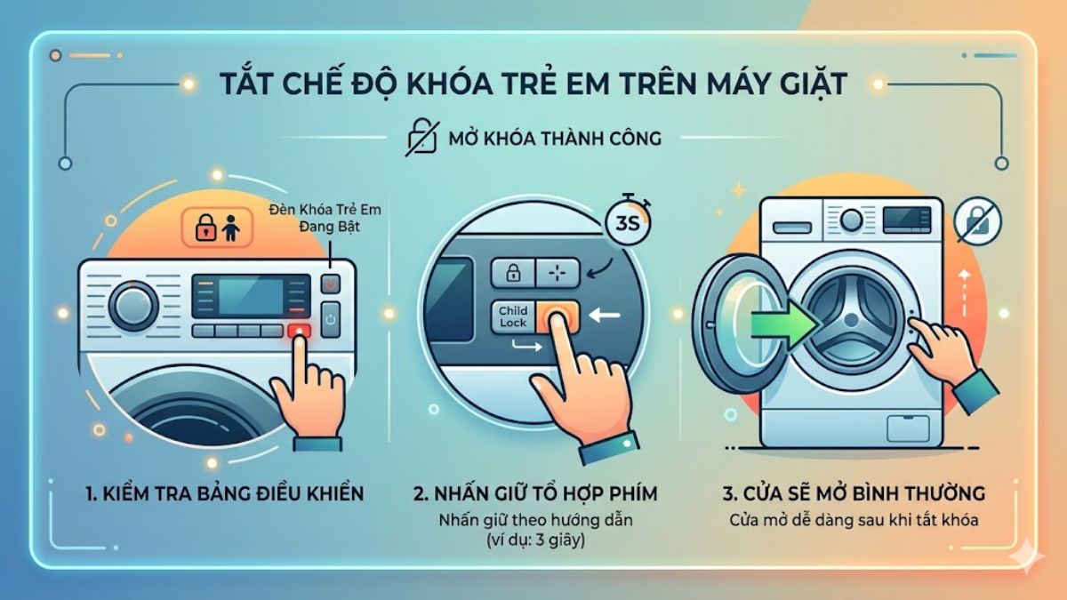 Cách khắc phục lỗi máy giặt không mở được cửa an toàn