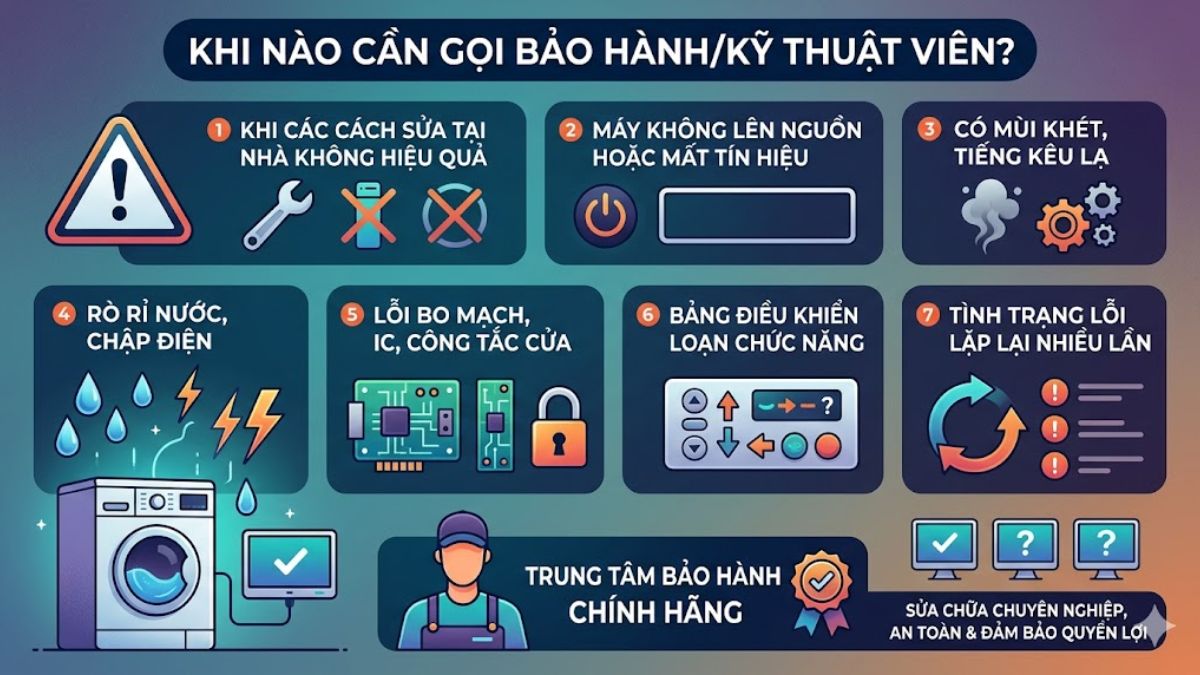 Khi nào cần đến bảo hành hoặc gọi kỹ thuật viên