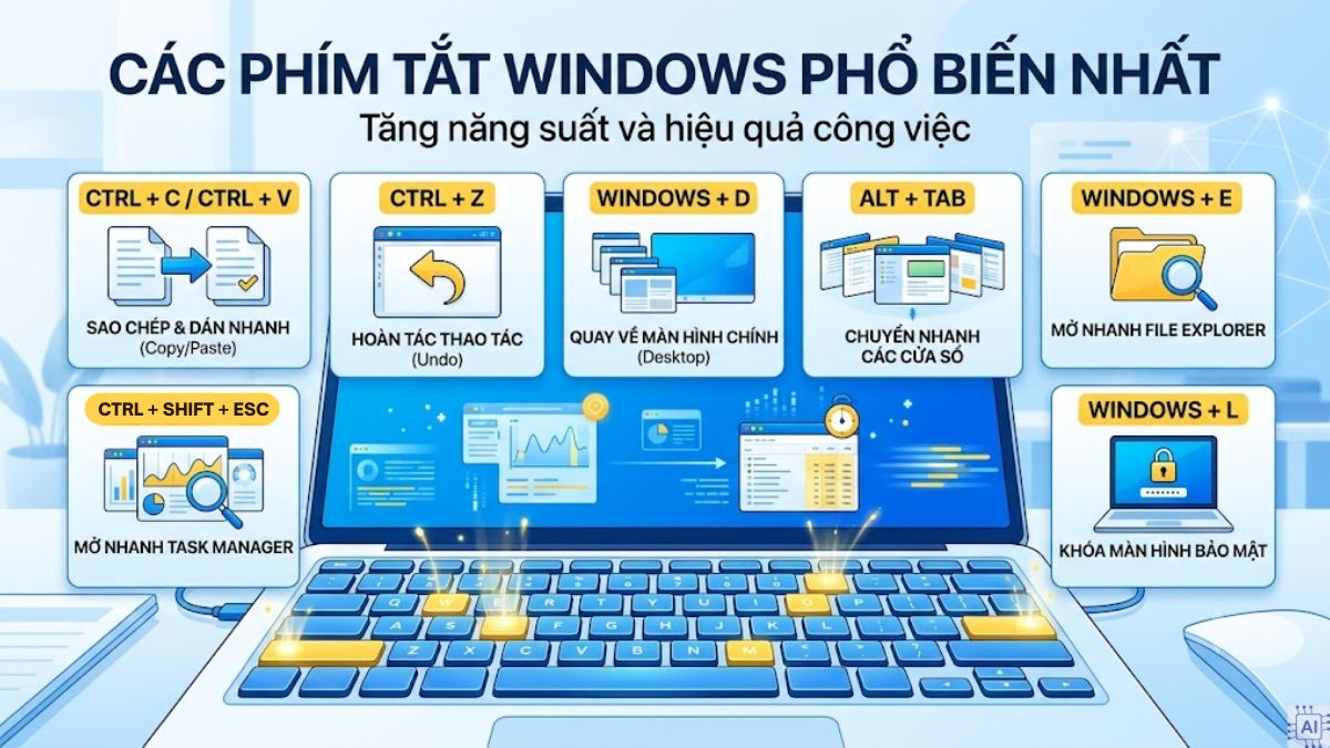 Các loại phím tắt phổ biến hiện nay