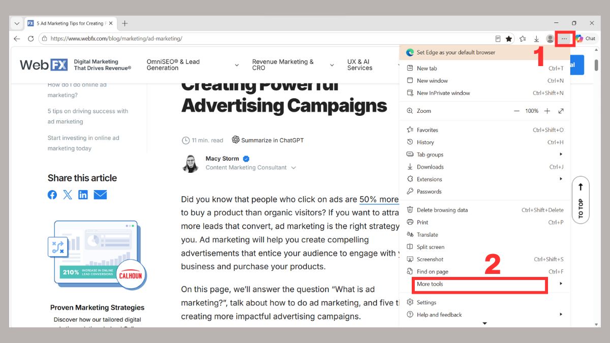 Cách tạo phím tắt cho website trên Chrome, Edge