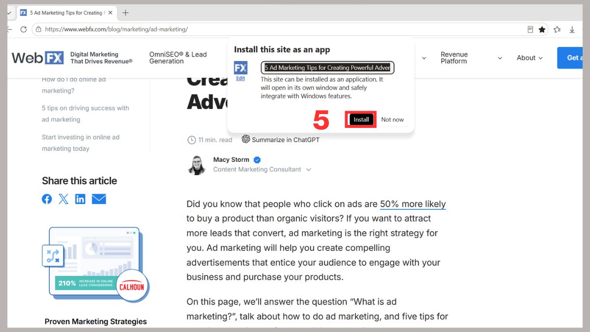 Cách tạo phím tắt cho website trên Chrome, Edge