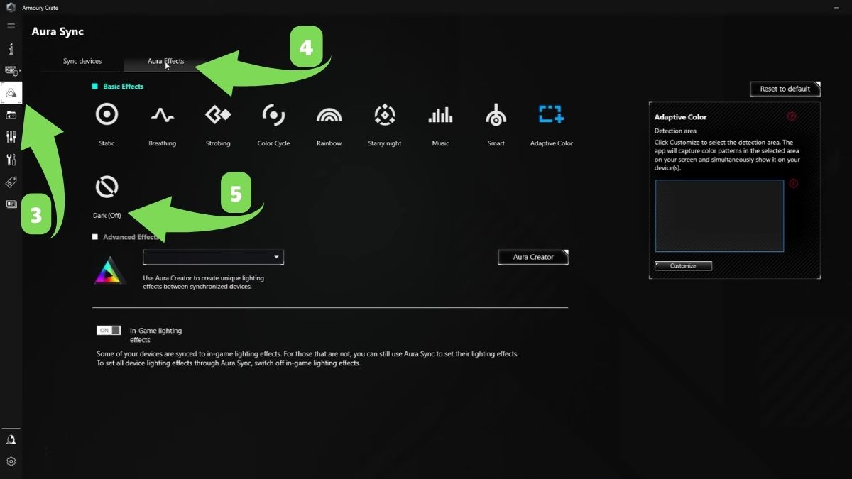 Tắt LED main Asus bằng phần mềm Armoury Crate bước 3
