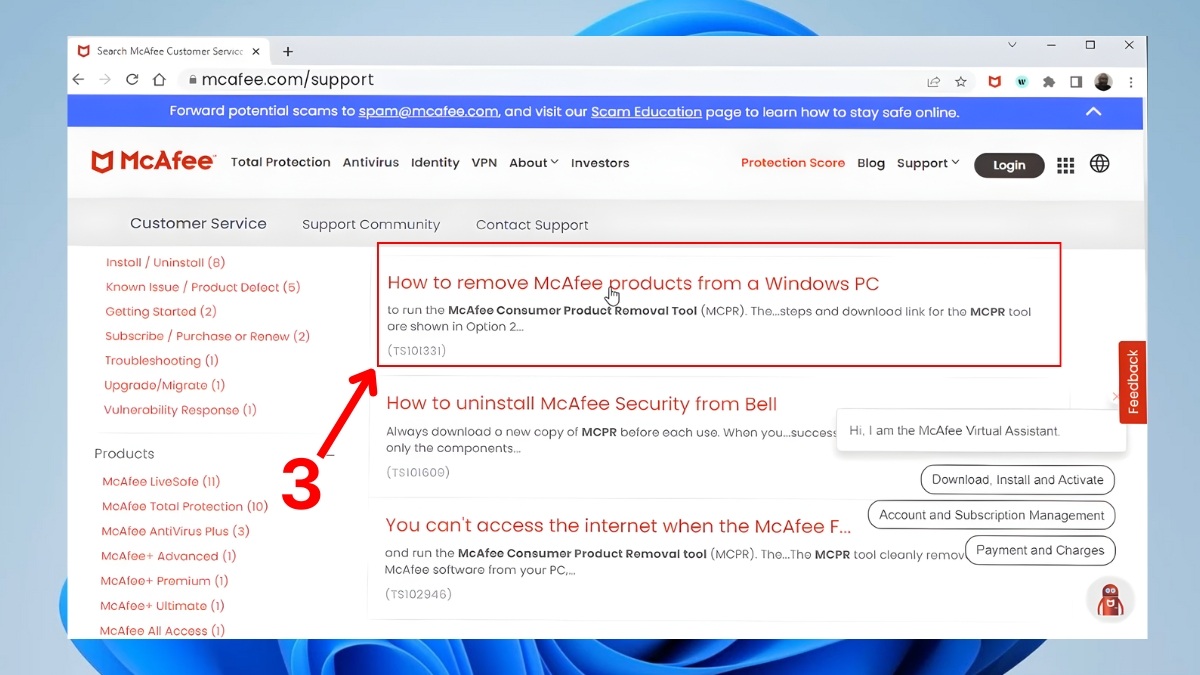 Cách tắt McAfee trên Win 11 vĩnh viễn bằng MCPR Tool bước 2