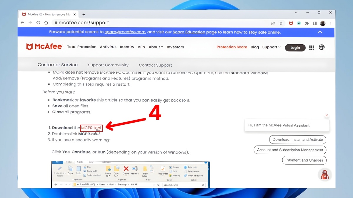 Cách tắt McAfee trên Win 11 vĩnh viễn bằng MCPR Tool bước 3
