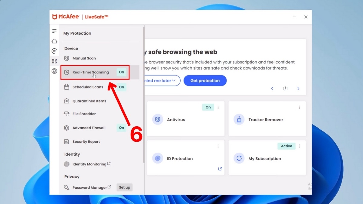 Cách tắt McAfee trên Win 11 tạm thời bước 3