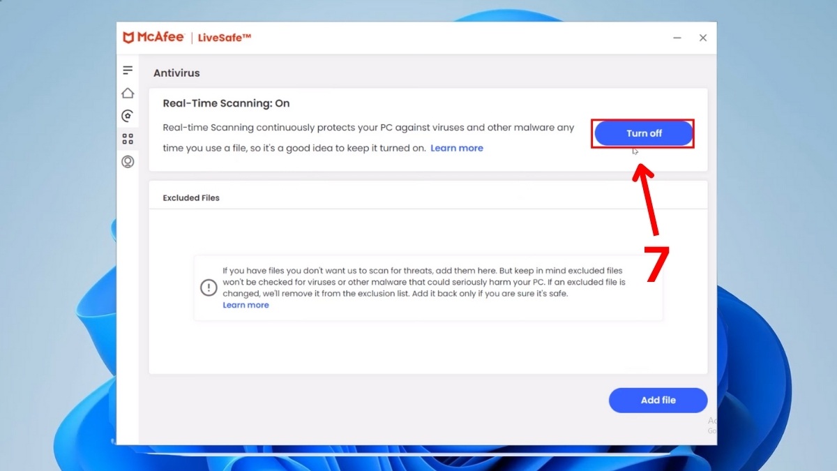 Cách tắt McAfee trên Win 11 tạm thời bước 4