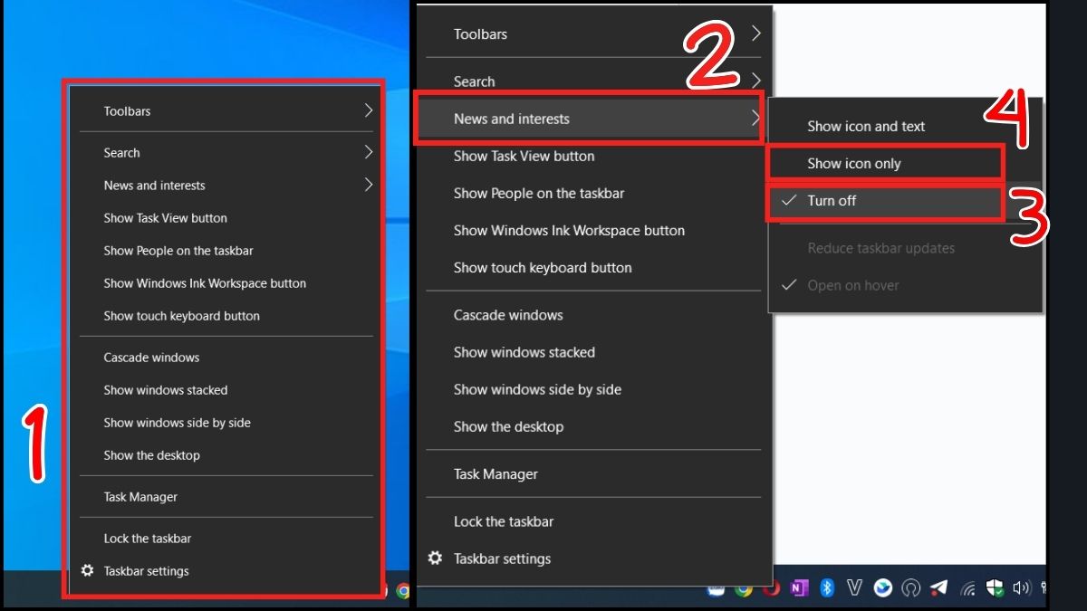Tắt quảng cáo trên Win 10 trên Taskbar