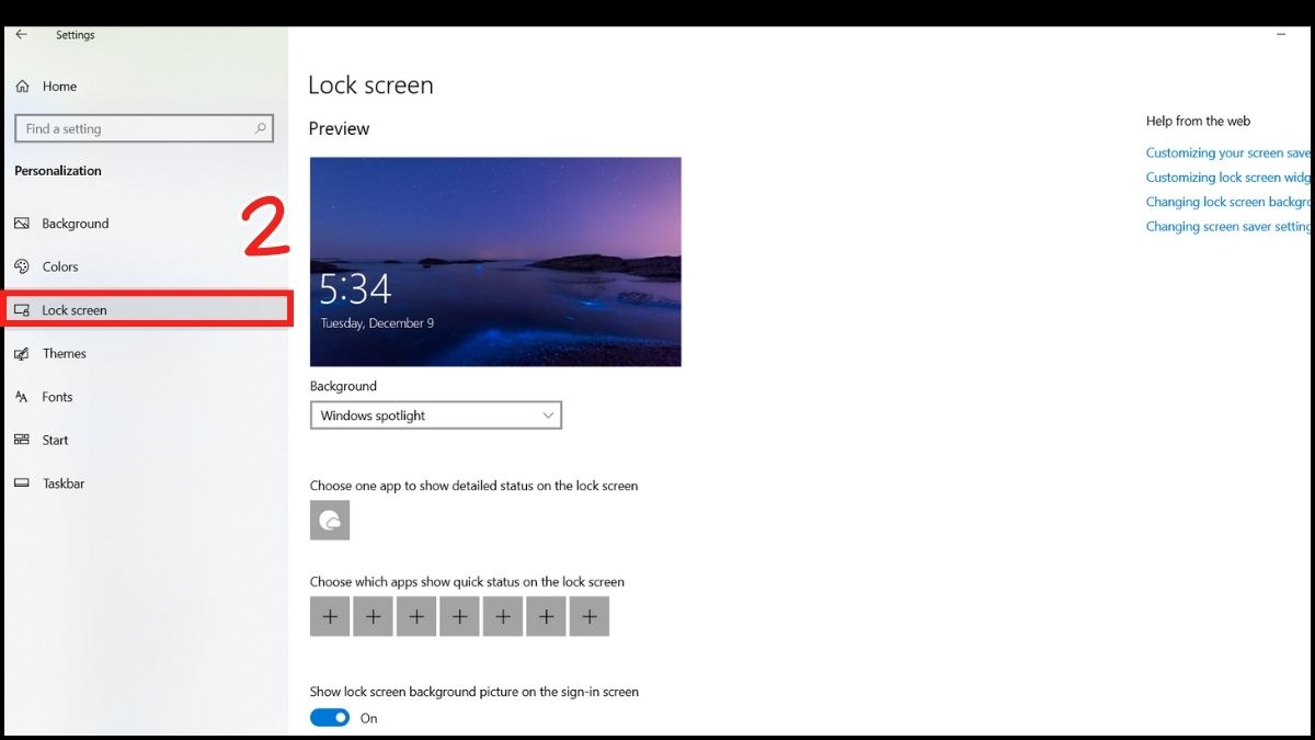 Tắt quảng cáo trên Win 10 ở màn hình khóa bước 2
