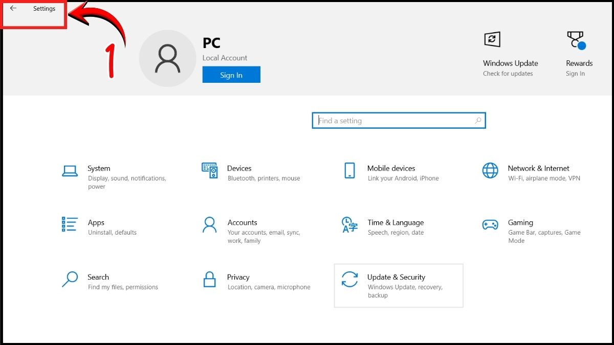 Tắt quảng cáo trên Win 10 trên Start Menu bước 1