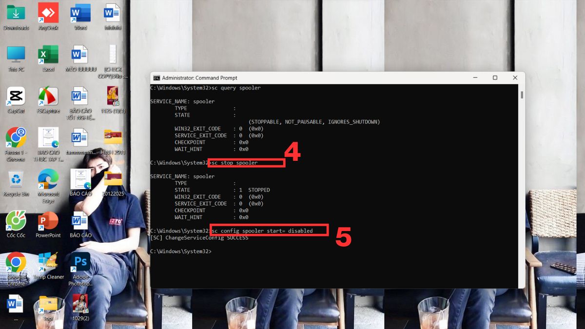 Tắt service không cần thiết Win 10 bằng Command Prompt bước 3