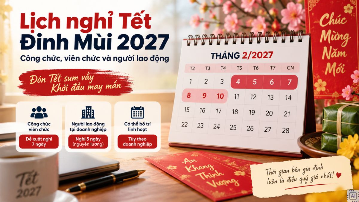 Lịch nghỉ Tết 2027 của công chức, viên chức và người lao động