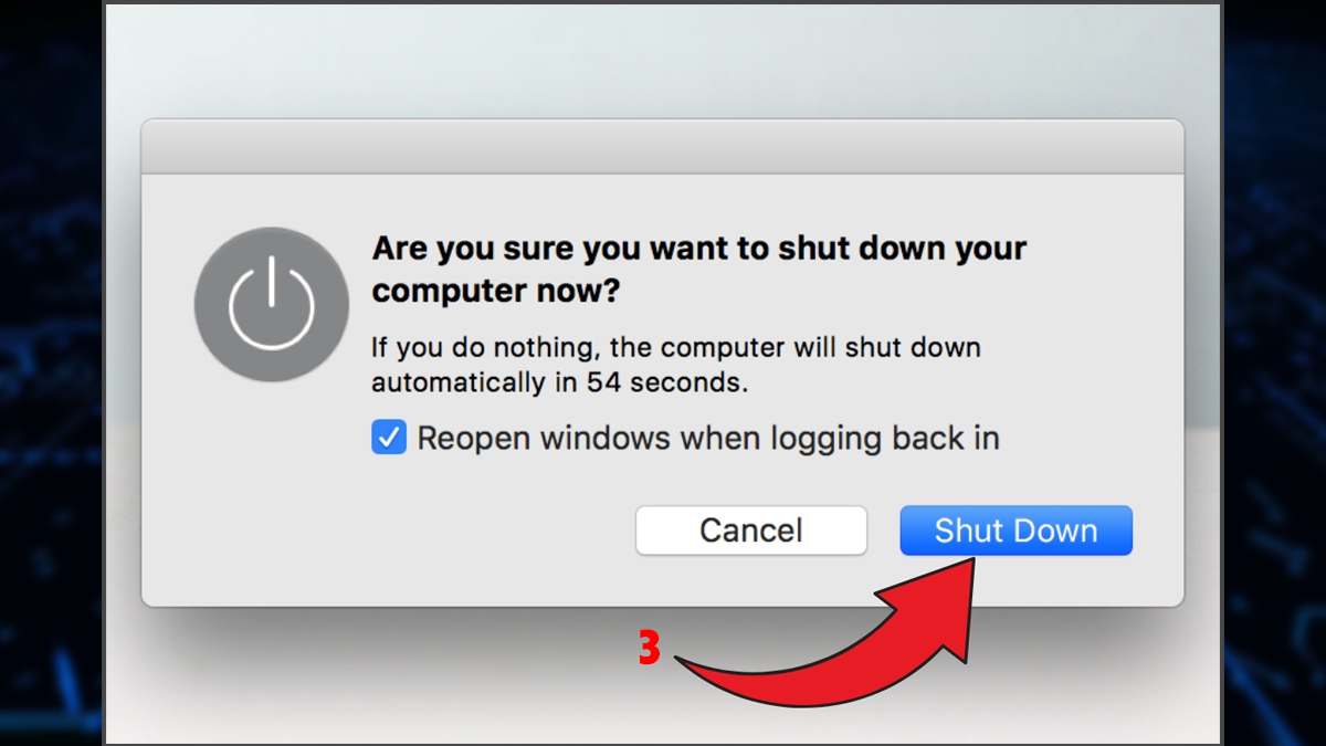 Thao tác tắt máy tính an toàn trên macOS