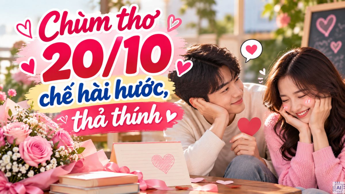 Câu thơ ngắn 20/10 chế hài hước, thả thính