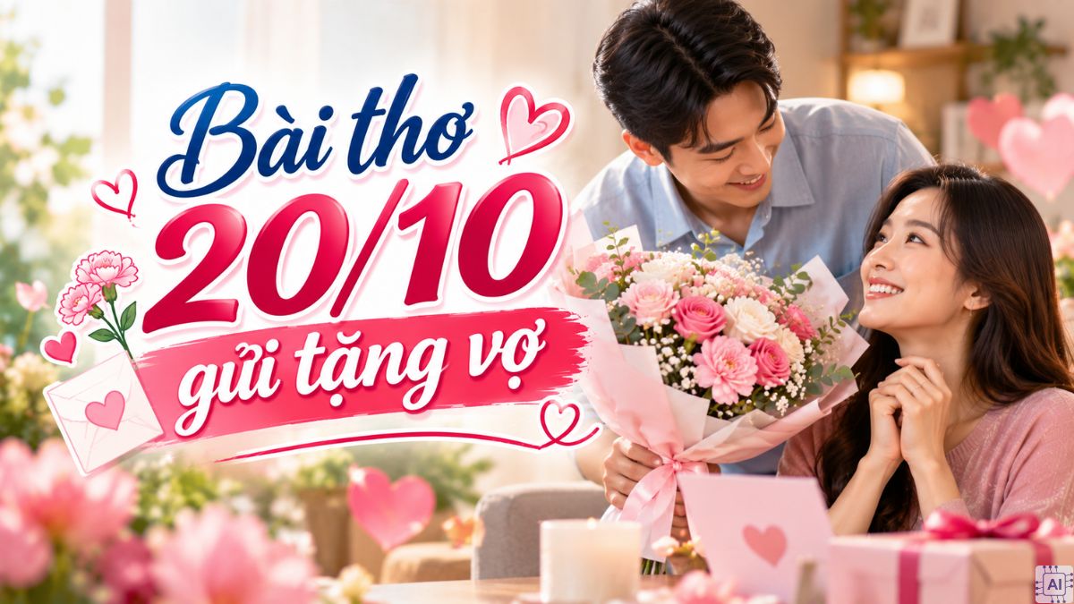 Câu thơ ngắn 20/10 gửi tặng vợ hay