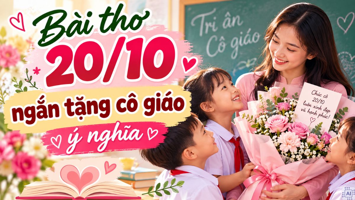 Câu thơ ngắn 20/10 gửi tặng cô giáo