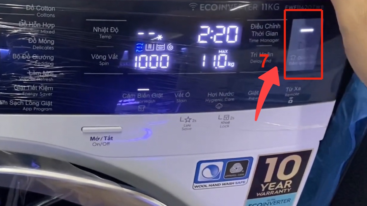 Cách chỉnh thời gian giặt của máy giặt Electrolux bước 3