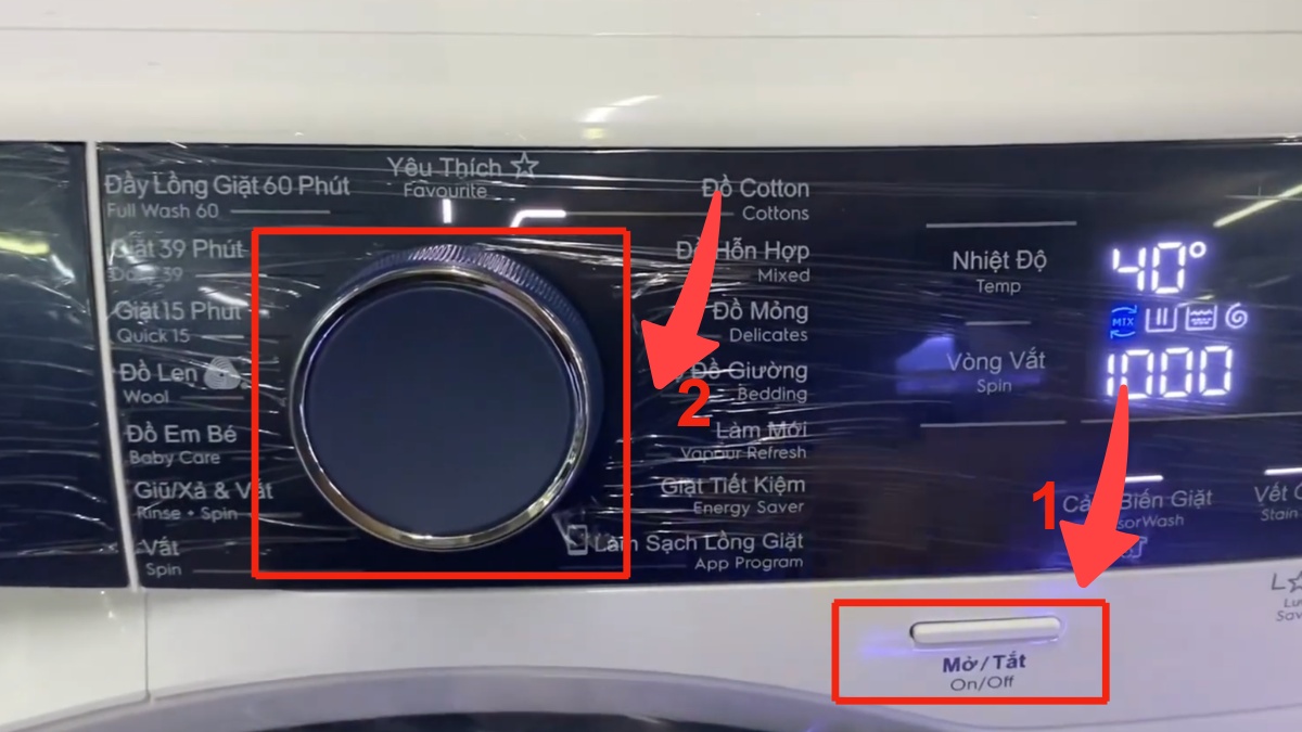 Cách chỉnh thời gian giặt của máy giặt Electrolux bước 1