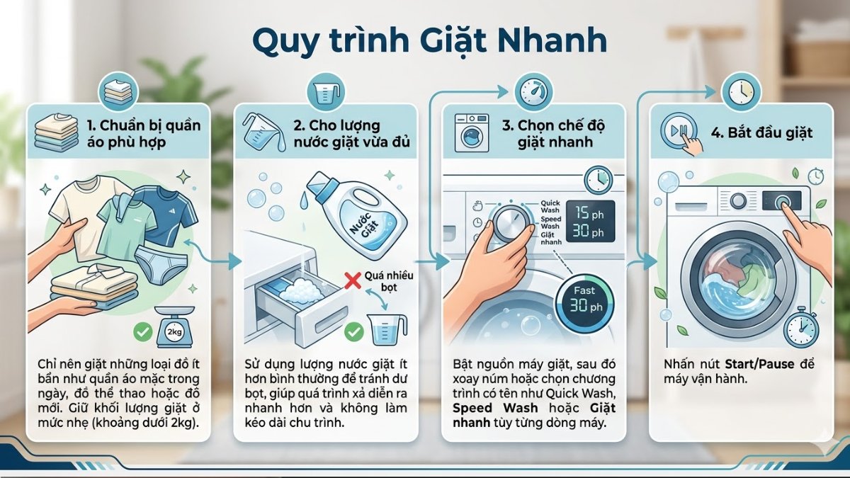Cách rút ngắn thời gian bằng chế độ Quick Wash