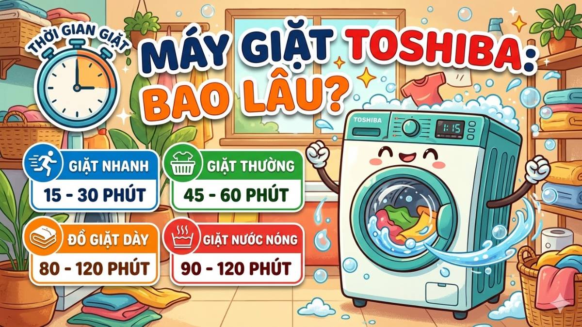 Thời gian giặt của máy giặt Toshiba theo từng chế độ