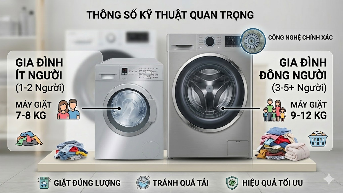 so sánh thông số kỹ thuật máy giặt khi mua