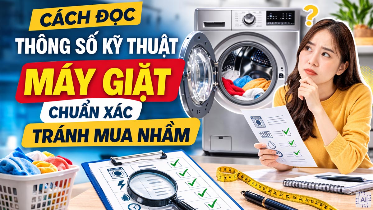 Cách đọc thông số kỹ thuật của máy giặt chuẩn xác tránh mua nhầm